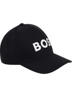 Casquette en coton noire unie avec une fermeture ajustable à l'arrière
