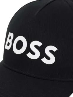 Casquette en coton noire unie avec une fermeture ajustable à l'arrière