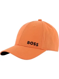 Casquette en coton orange unie avec une fermeture ajustable à l'arrière