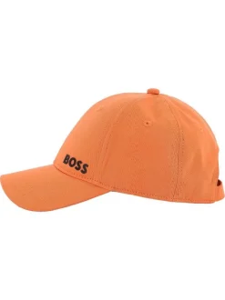 Casquette en coton orange unie avec une fermeture ajustable à l'arrière
