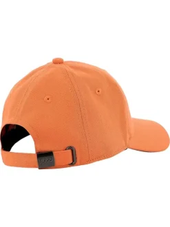 Casquette en coton orange unie avec une fermeture ajustable à l'arrière