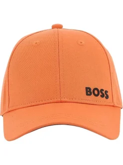 Casquette en coton orange unie avec une fermeture ajustable à l'arrière