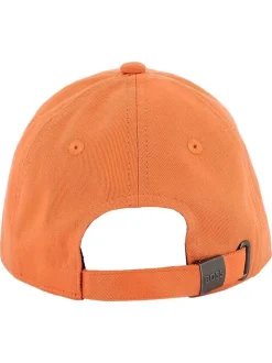 Casquette en coton orange unie avec une fermeture ajustable à l'arrière