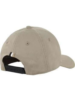 Casquette kaki unie pourvue d'une fermeture à strapback avec logo de la marque
