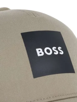 Casquette kaki unie pourvue d'une fermeture à strapback avec logo de la marque