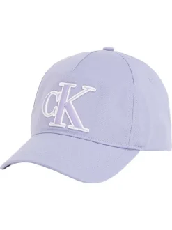 Casquette strapback en coton lavande unie avec le logo à l'avant en grand