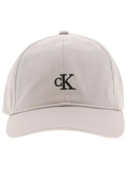 Casquette strapback en coton beige unie avec le logo brodé en noir à l'avant