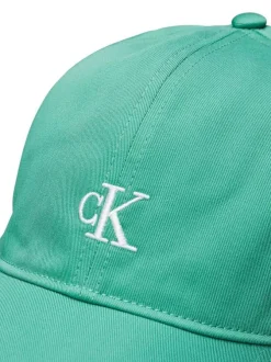 Casquette strapback en coton verte unie avec le logo brodé à l'avant