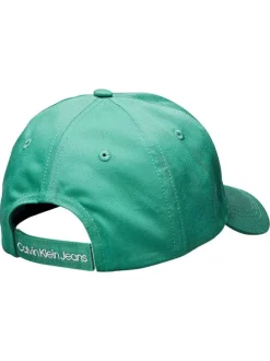 Casquette strapback en coton verte unie avec le logo brodé à l'avant