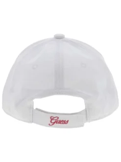 Casquette Ariadna blanche en coton unies avec logo triangulaire floqué en rose