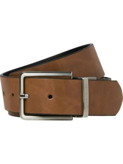 Ceinture camel unie avec fermeture à boucle à ardillon argentée