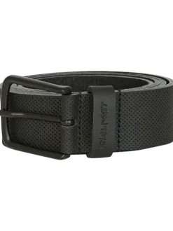Ceinture en cuir de buffle noire unie avec micro perforation