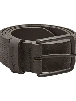 Ceinture en cuir de buffle noire unie avec micro perforation