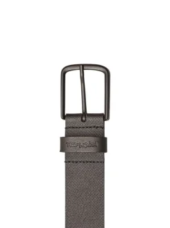 Ceinture en cuir de buffle noire unie avec micro perforation