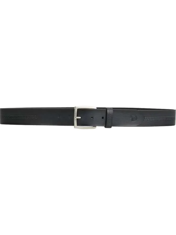 Ceinture en cuir de vache noire unie avec des surpiqûres apparentes