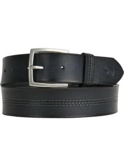 Ceinture en cuir de vache noire unie avec des surpiqûres apparentes
