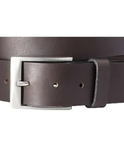 Ceinture en cuir marron unie avec une boucle argenté