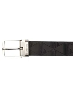 Ceinture en cuir noire ornée d'un motif monogramme embossé