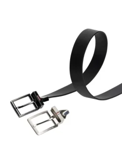 Ceinture en cuir noire unie avec fermeture à boucle à ardillon interchangeable