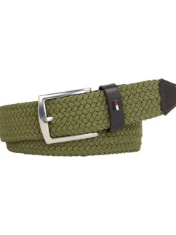Ceinture kaki unie avec passant et extremité de la ceinture en simili cuir