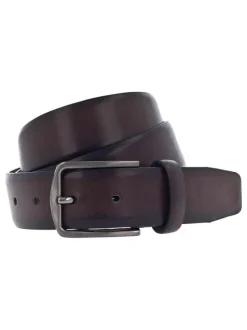Ceinture marron unie avec une boucle métallique argentée et rectangle