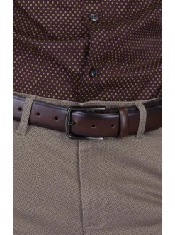 Ceinture marron unie avec une boucle métallique argentée et rectangle