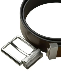 Ceinture marron unie avec fermeture à boucle à ardillon argentée