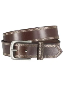 Ceinture marron unie en cuir de bœuf avec une boucle métallique