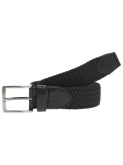 Ceinture noire tressée réglable par une boucle carrée métallique