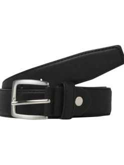 Ceinture noire unie avec une boucle argentée et un passant en simili