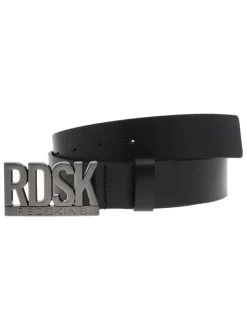 Ceinture Nylon noire en cuir de vache unie avec boucle plate