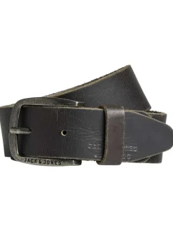 Ceinture Paul en cuir chocolat unie avec un effet légèrement usé