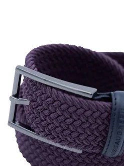 Ceinture bordeaux unie tressée avec une boucle de fermeture en argenté