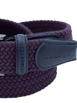 Ceinture bordeaux unie tressée avec une boucle de fermeture en argenté