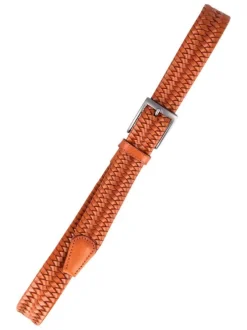Ceinture brique unie en cuir pourvue d'une boucle à ardillon