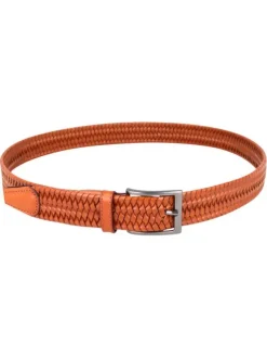 Ceinture brique unie en cuir pourvue d'une boucle à ardillon