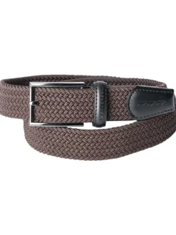 Ceinture brune unie tressée avec passant en simili-cuir