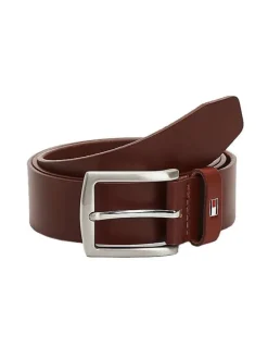 Ceinture camel en cuir unie avec extrémité en pointe