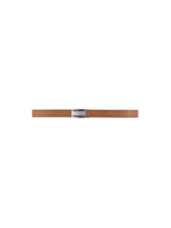 Ceinture camel unie avec une boucle métallique argentée rectangle