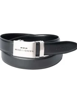 Ceinture en coton noire unie avec extrémité en pointe et logo embossé