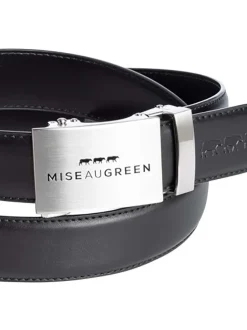 Ceinture en coton noire unie avec extrémité en pointe et logo embossé