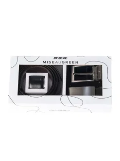 Ceinture en coton noire unie avec un passant rectangle argenté
