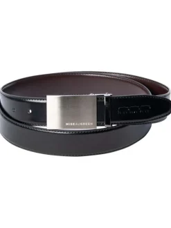Ceinture en coton noire unie avec un passant rectangle argenté