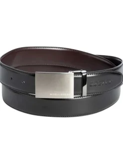 Ceinture en coton noire unie avec un passant rectangle argenté