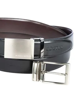 Ceinture en coton noire unie avec un passant rectangle argenté