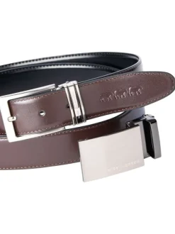 Ceinture en coton noire unie avec un passant rectangle argenté