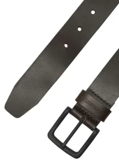 Ceinture en cuir de buffle brune pourvue d'une double ardillon noire