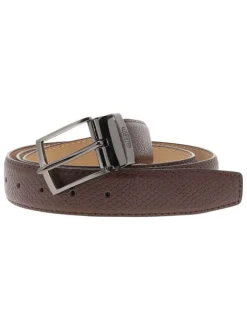 Ceinture en cuir marron unie avec boucle à ardillon brillante