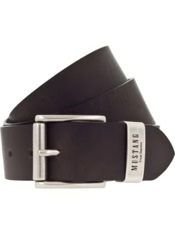 Ceinture en cuir marron unie réglable avec une boucle argentée