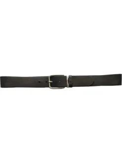 Ceinture en cuir noire unie pourvue d'une boucle de fermeture métallique